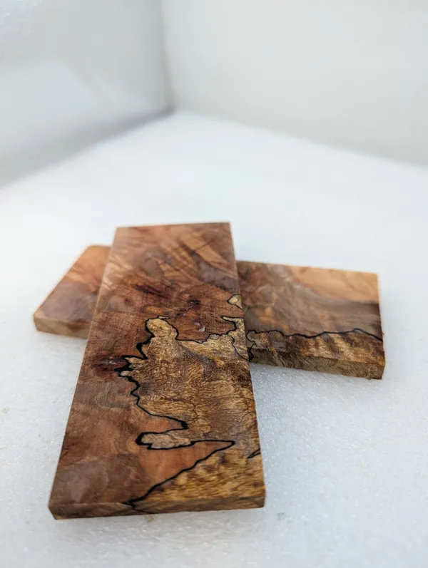 Clear Stabilized Burl Maple Knife Scales Bookmatched — photo 2