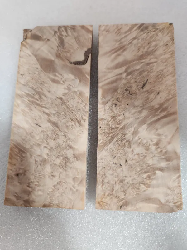 Clear Stabilized Burl Maple Knife Scales Bookmatched — photo 2