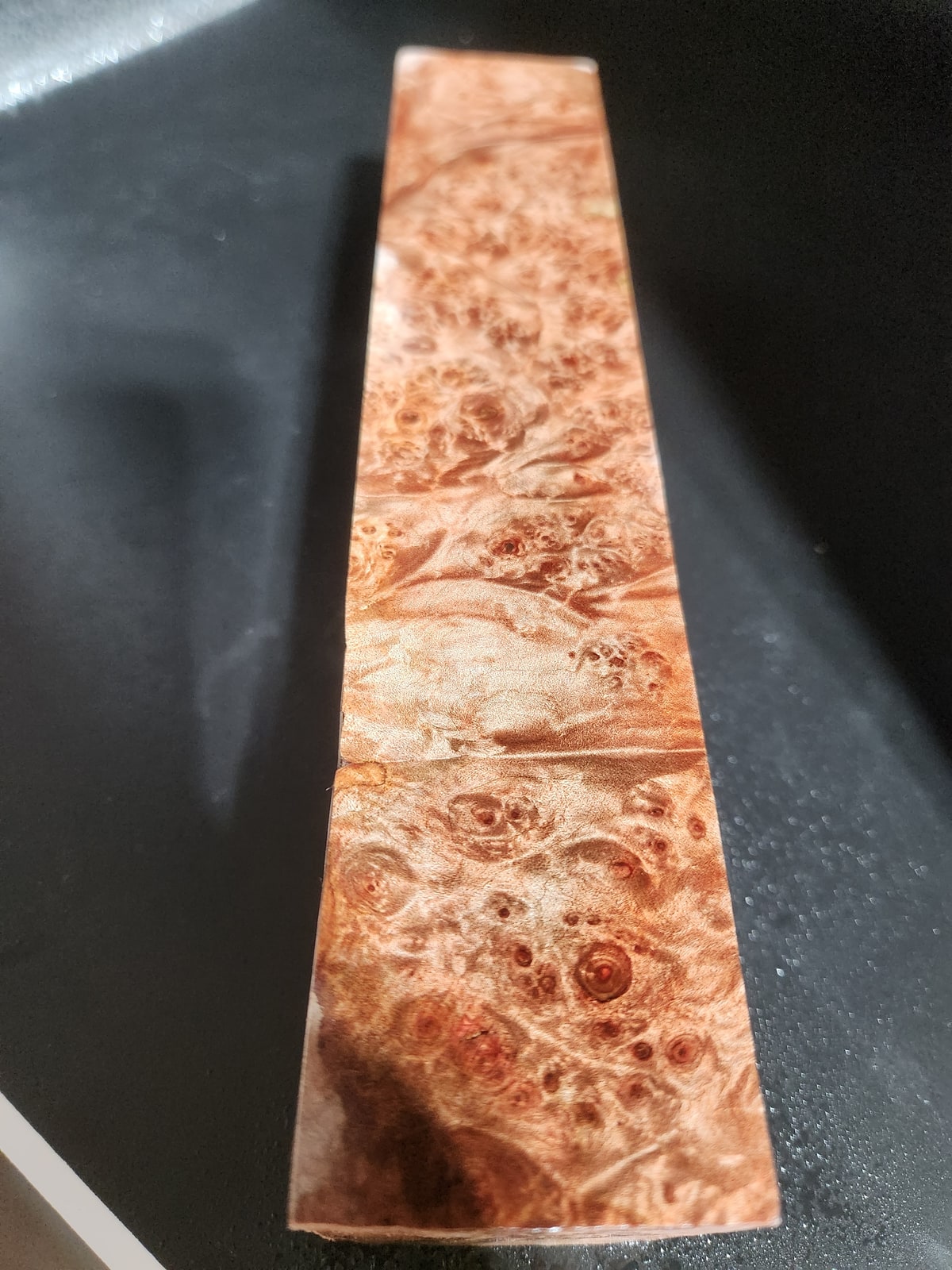 Stabilized Maple Burl Knife Handle Block – Wood Handles for Knives (2.13 inch)