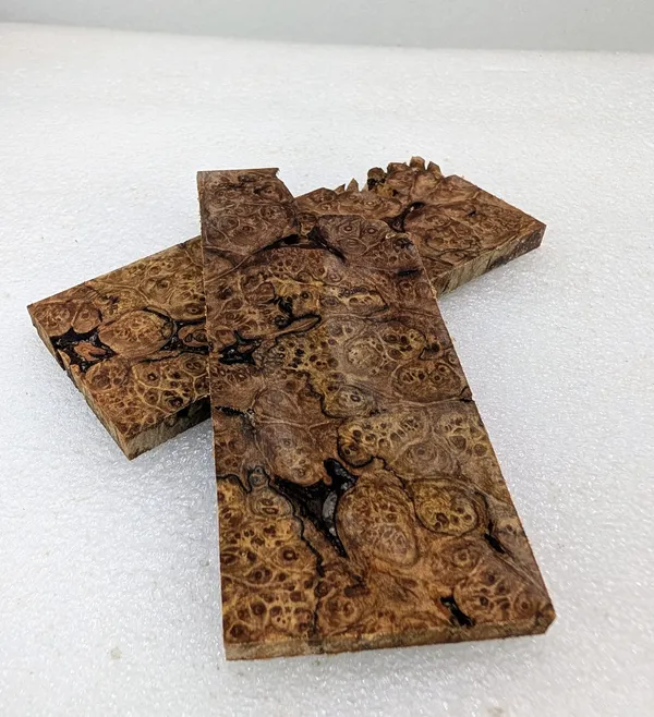 Exhibition Grade Bookmatched Stabilized Maple Burl Scales (5x2x0.25) — photo 4