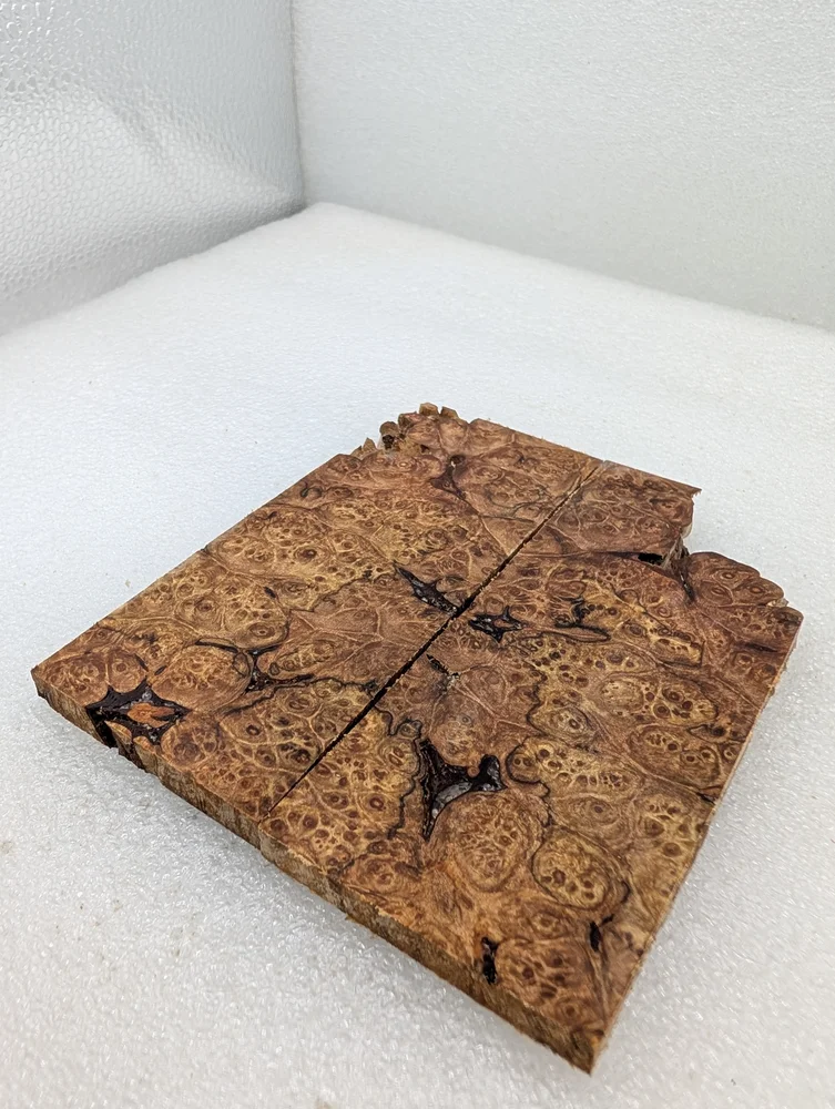 Exhibition Grade Bookmatched Stabilized Maple Burl Scales (5x2x0.25)