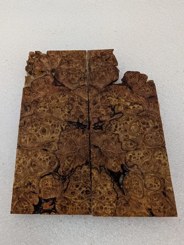 Exhibition Grade Bookmatched Stabilized Maple Burl Scales (5x2x0.25) — photo 2