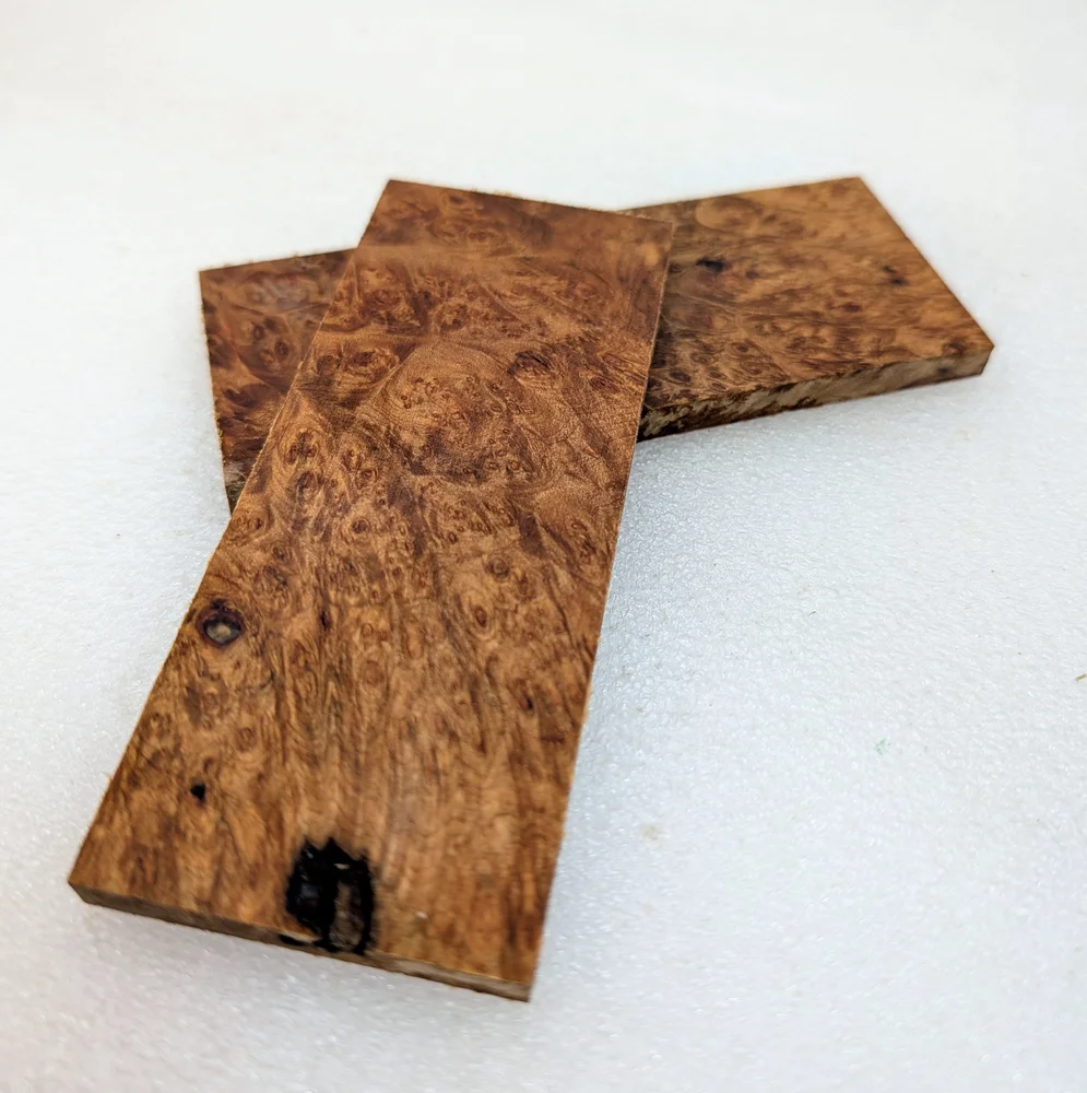 Bookmatched Stabilized Maple Burl Scale Set (5x2x0.25)