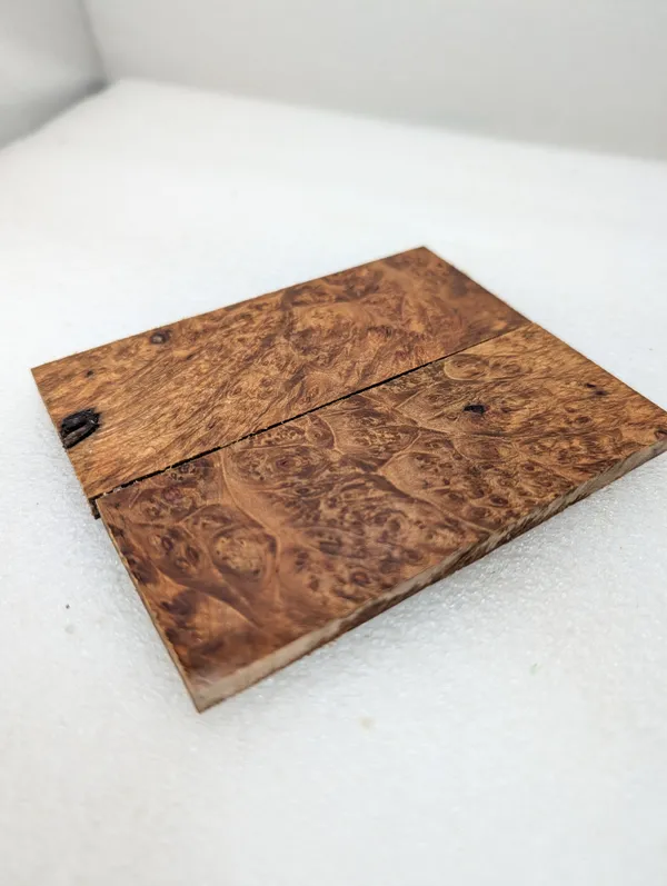Bookmatched Stabilized Maple Burl Scale Set (5x2x0.25) — photo 3
