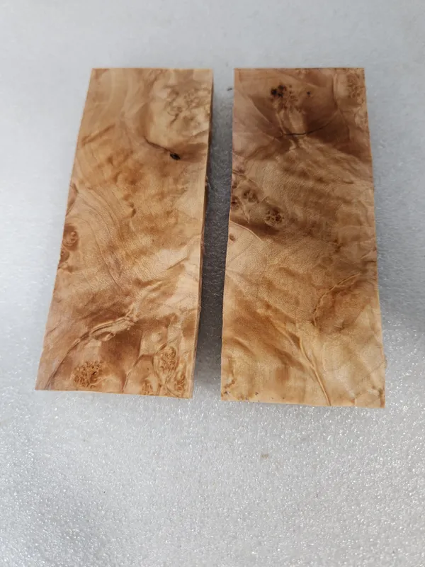 Clear Stabilized Burl Maple Knife Scales Bookmatched — photo 2