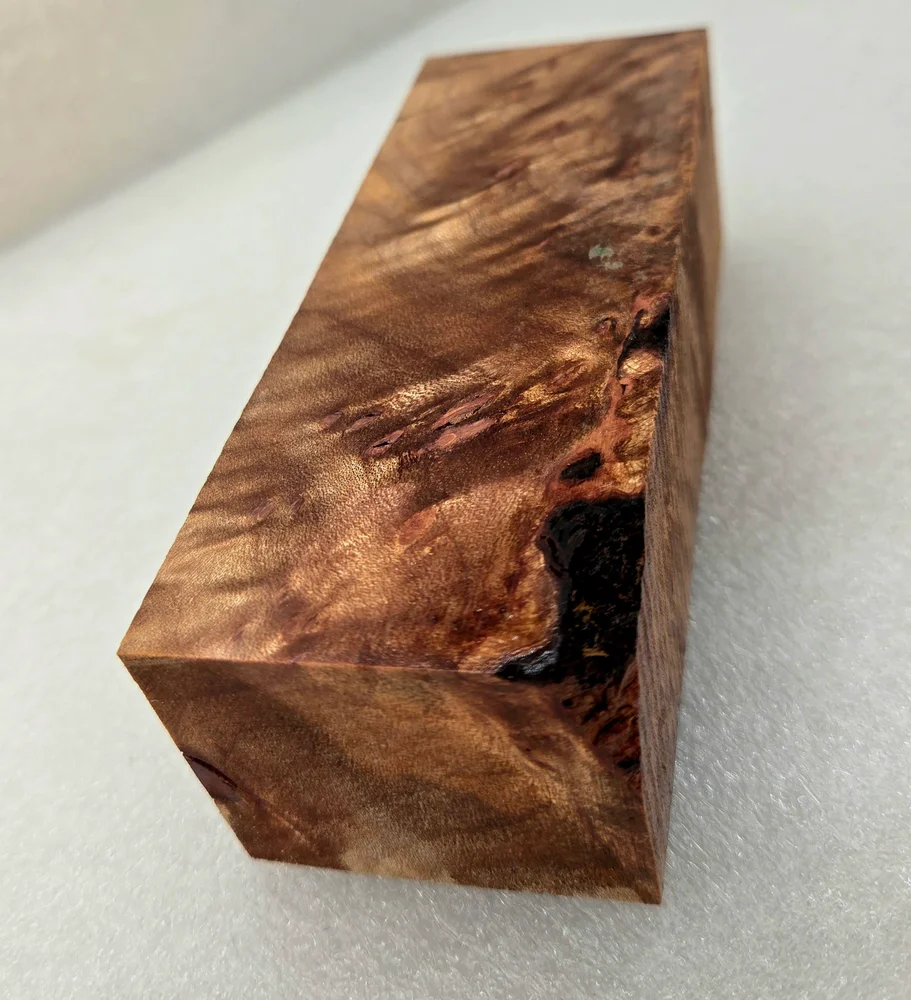 Stabilized Maple Burl Knife Handle Block – Wood Handles for Knives (5x2x1.75)