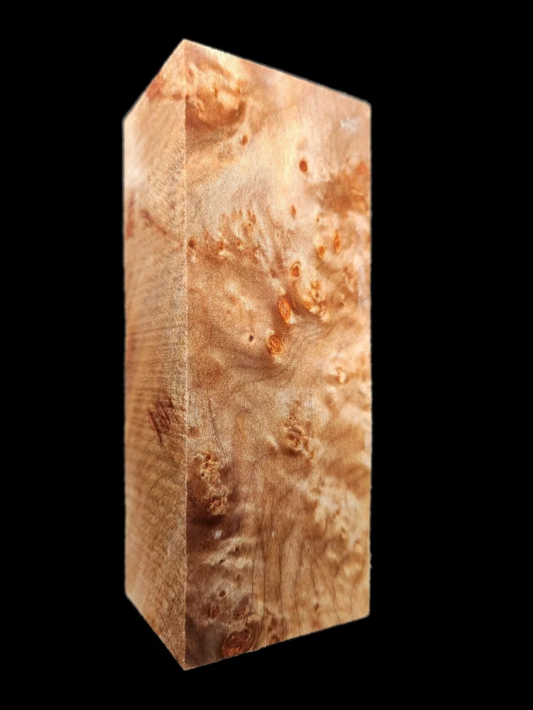 Stabilized Maple Burl Knife Handle Block – Wood Handles for Knives (5x2x1.75)