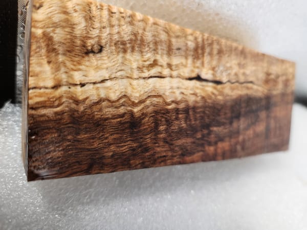 Clear Stabilized Curly Koa Handle Block — photo 2