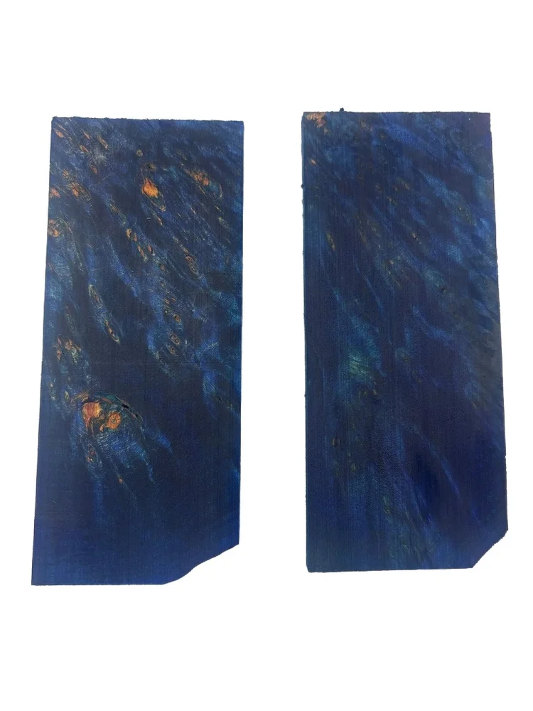 Electric Blue Dyed Stabilized Maple Burl Knife Scales (5x2x0.25)
