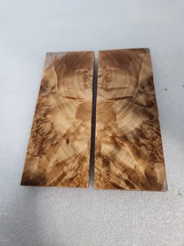 Clear Stabilized Burl Maple Knife Scales Bookmatched — photo 2