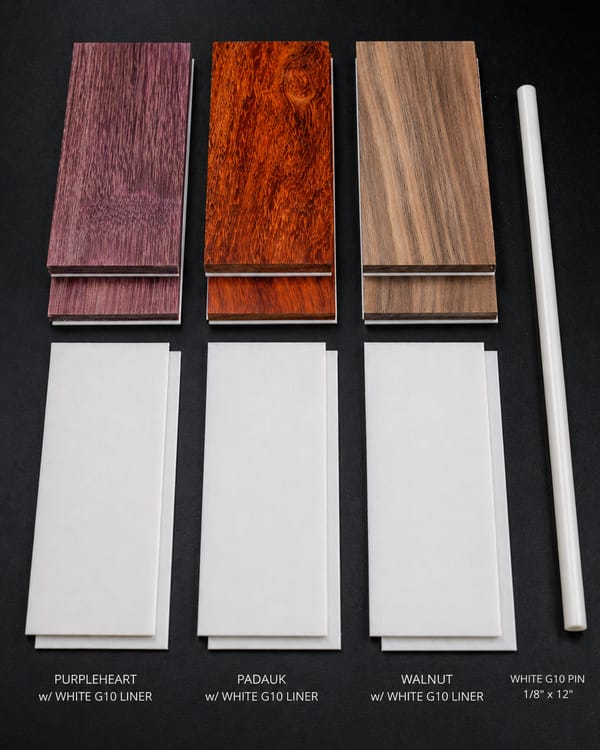 Natural Walnut, Padauk, Purpleheart Knife Scales Kit