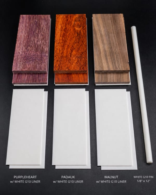 Natural Walnut, Padauk, Purpleheart Knife Scales Kit — photo 3