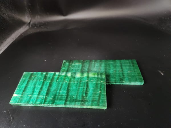 Emerald Green Stabilized Maple Knife Scales Bookmatched
