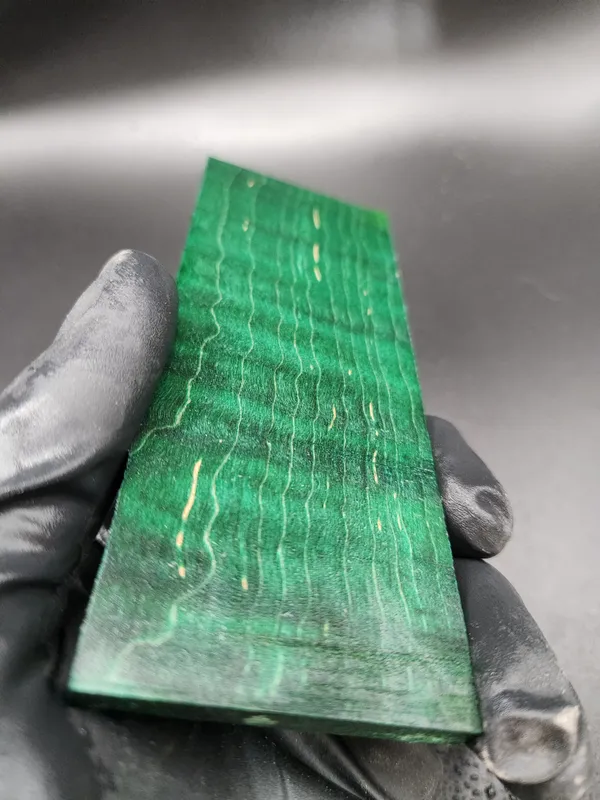 Emerald Green Stabilized Maple Knife Scales Bookmatched — photo 4