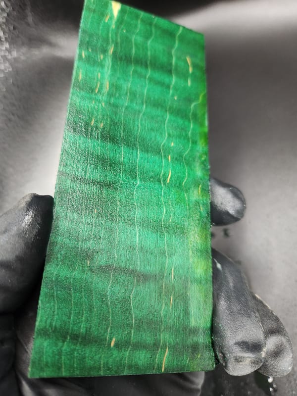 Matched Maple Knife Scales – Emerald Green Dyed (5x2x0.25)