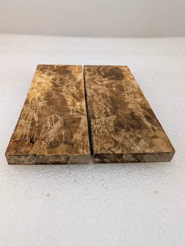 Exhibition Grade Bookmatched Stabilized Maple Burl Scales (5x2x0.375) — photo 3