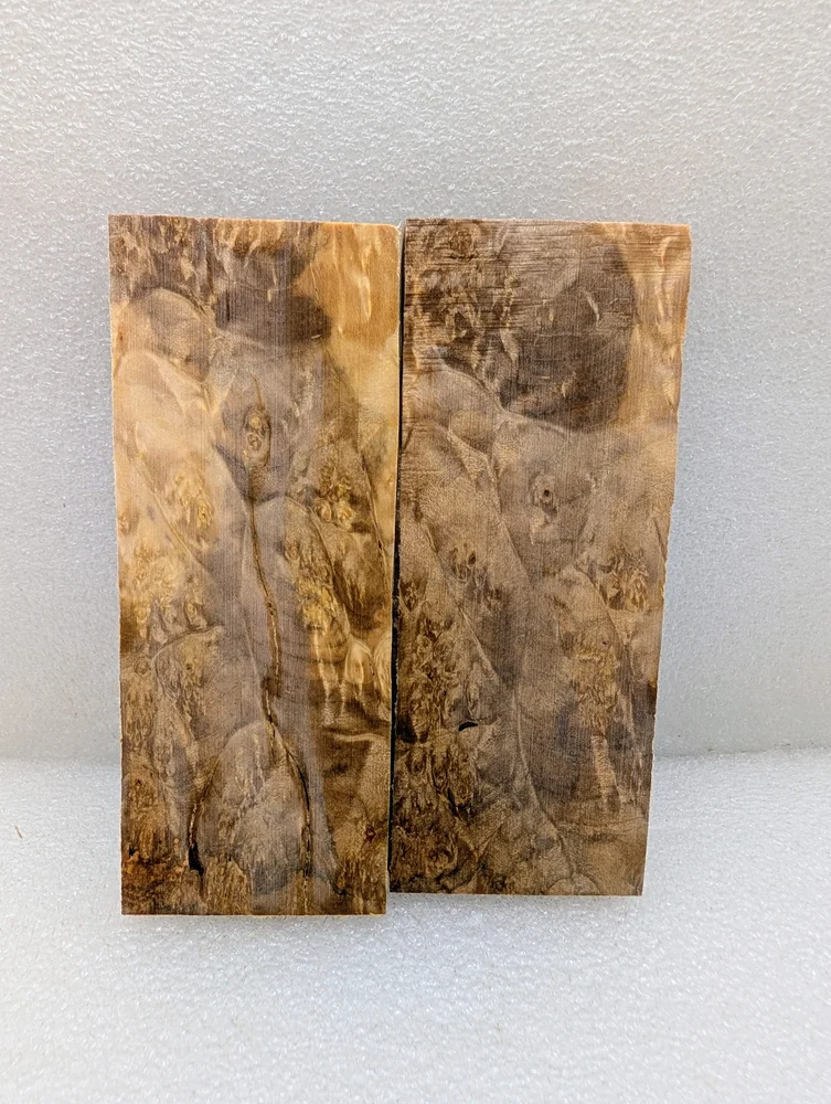 Exhibition Grade Bookmatched Stabilized Maple Burl Scales (5x2x0.375)