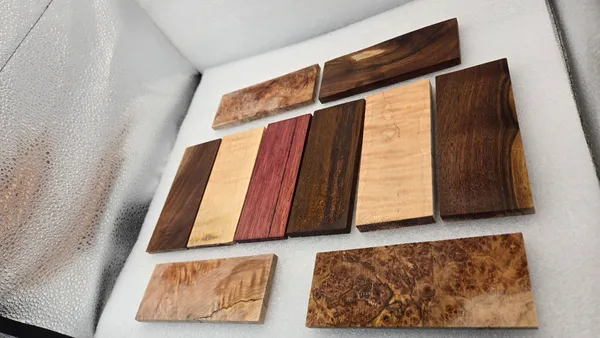 Clear Stabilized Maple, Walnut, Purpleheart Knife Scales Kit — photo 4