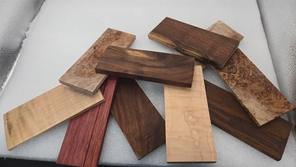 Clear Stabilized Maple, Walnut, Purpleheart Knife Scales Kit — photo 3