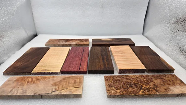 Clear Stabilized Maple, Walnut, Purpleheart Knife Scales Kit — photo 2