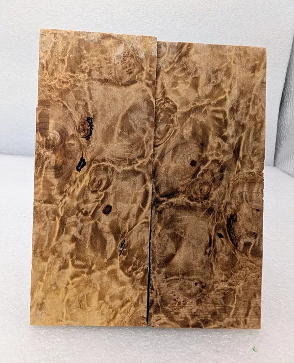 Clear Stabilized Burl Maple Knife Scales