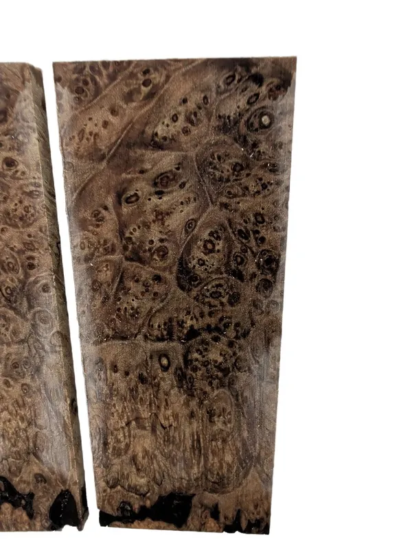 Bookmatched Stabilized Maple Burl Knife Scales (5x2x0.25) — photo 2