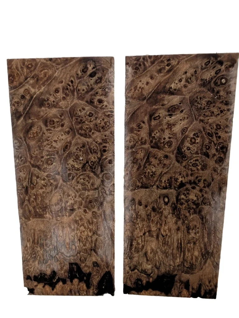 Bookmatched Stabilized Maple Burl Knife Scales (5x2x0.25)