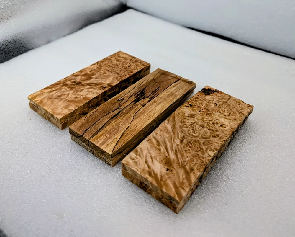 Clear Stabilized Burl Maple Knife Scales Kit