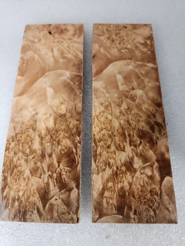 Clear Stabilized Burl Maple Knife Scales Bookmatched — photo 2