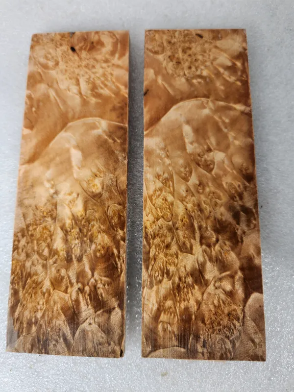 Clear Stabilized Burl Maple Knife Scales Bookmatched — photo 3