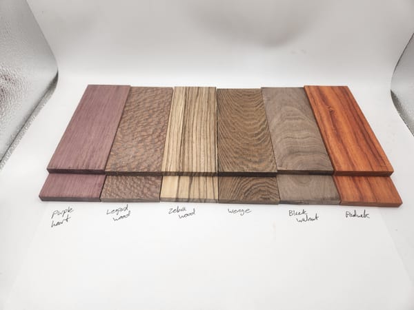 Natural Leopardwood, Padauk, Purpleheart, Walnut, Wenge, Zebrawood Knife Scales Kit — photo 3