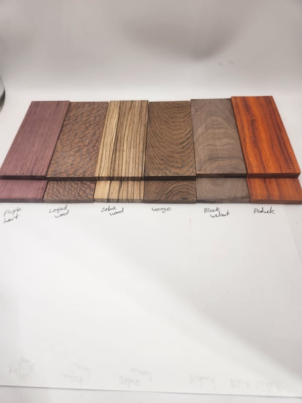 Natural Leopardwood, Padauk, Purpleheart, Walnut, Wenge, Zebrawood Knife Scales Kit — photo 4