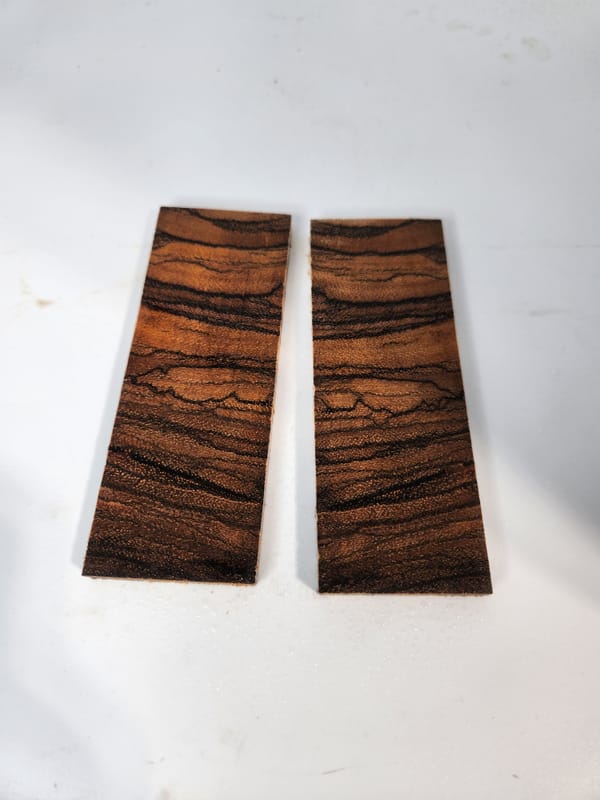 Bookmatched Crosscut Stabilized Zebrawood Knife Scales - Zebra Wood 1/4 thick