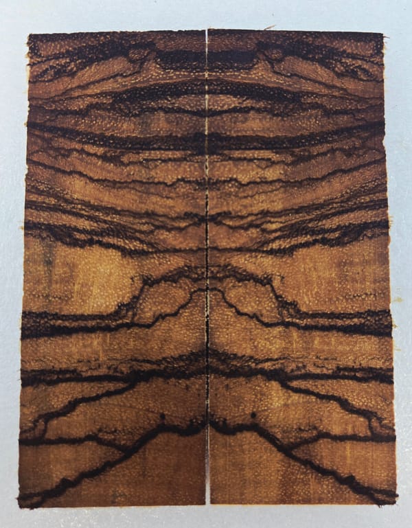 Clear Stabilized Crosscut Zebrawood Knife Scales Bookmatched — photo 2