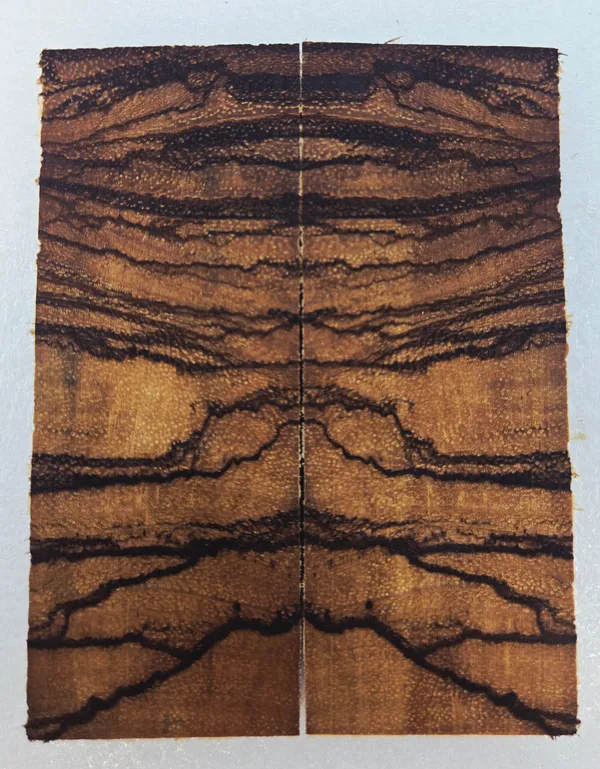 Clear Stabilized Crosscut Zebrawood Knife Scales Bookmatched — photo 2