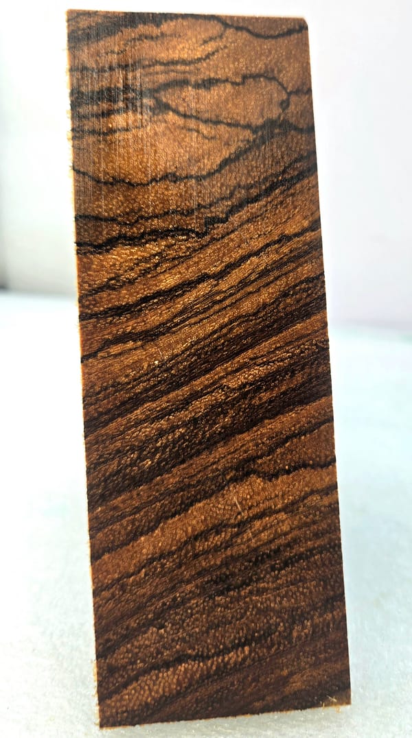 Clear Stabilized Crosscut Zebrawood Knife Scales Bookmatched — photo 3