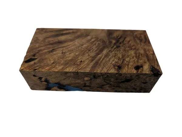 Stabilized Electric Blue Dyed Maple Burl Knife Handle Block (5x2.375x1.375) — photo 4