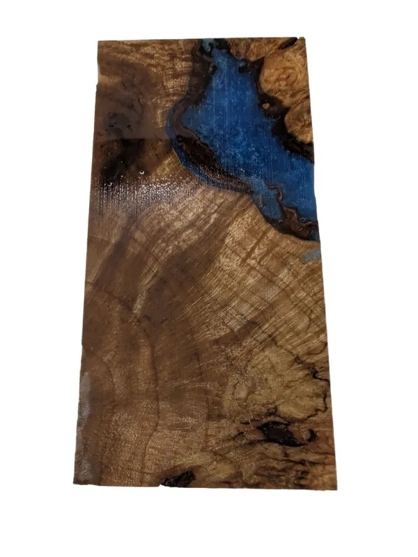 Stabilized Electric Blue Dyed Maple Burl Knife Handle Block (5x2.375x1.375) — photo 2