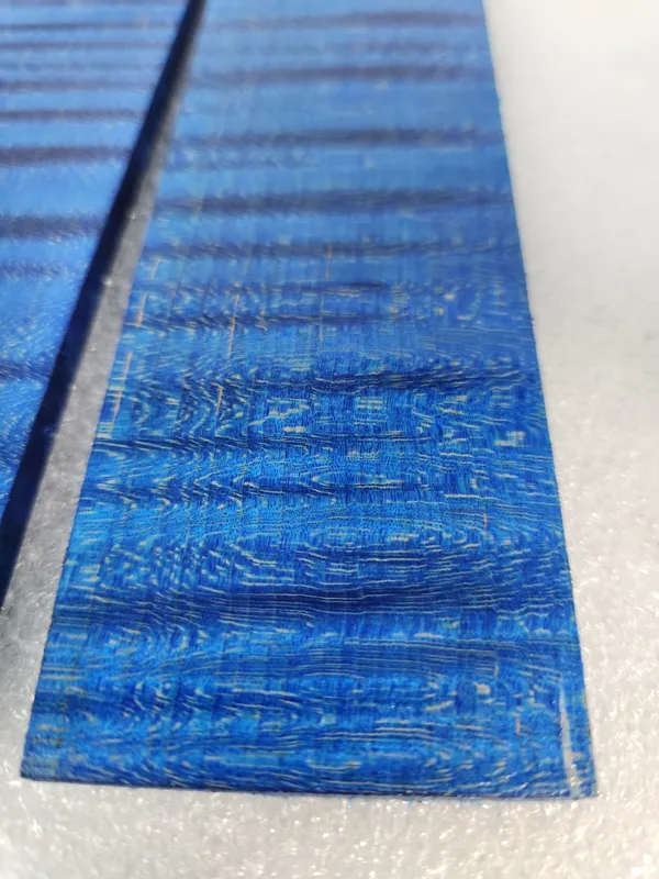Electric Blue Stabilized Quilted Maple Knife Scales — photo 2