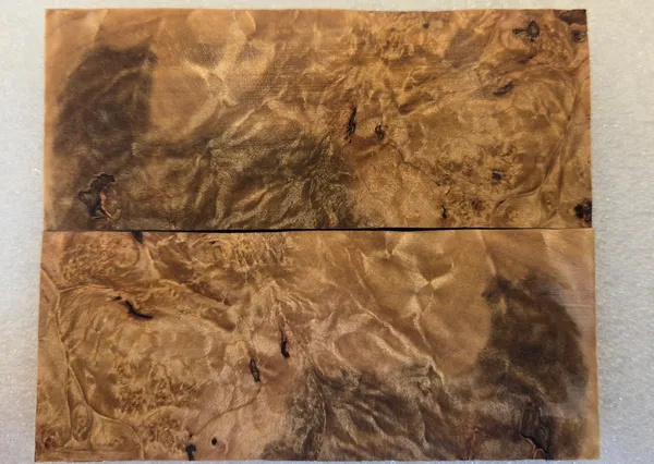 Clear Stabilized Burl Maple Knife Scales Bookmatched — photo 3