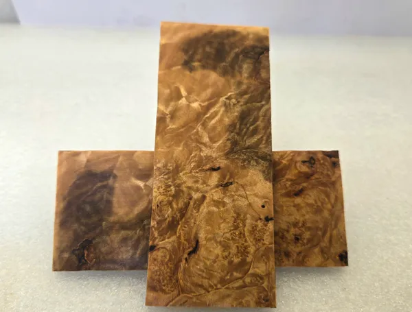 Clear Stabilized Burl Maple Knife Scales Bookmatched