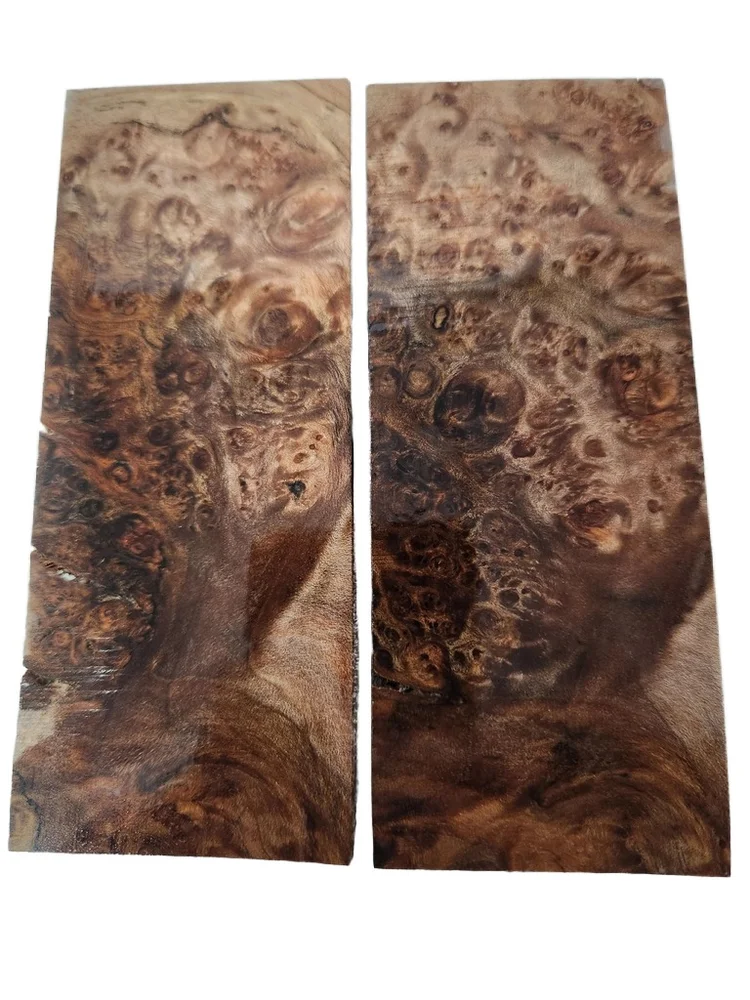 Exhibition Grade Bookmatched Stabilized Maple Burl Scales (5x2x0.25)