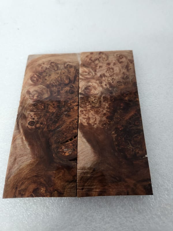 Clear Stabilized Burl Maple Knife Scales Bookmatched