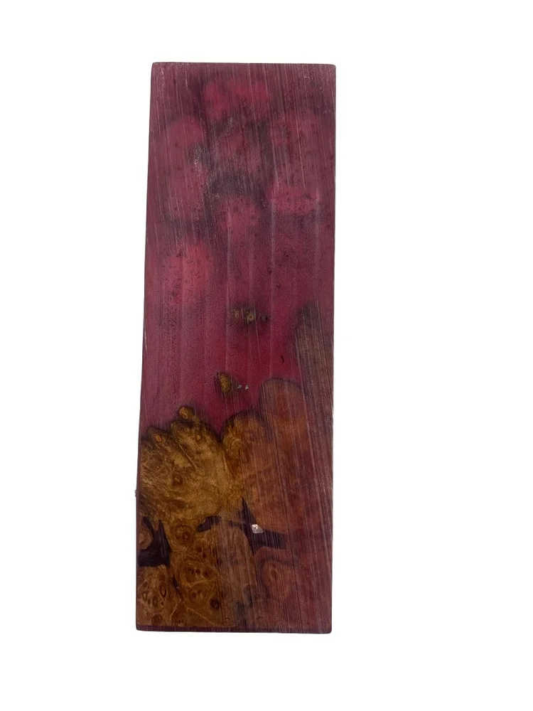 Resin Burgundy Red Dyed Stabilized Maple Burl Knife Handle Block (5.75x2x1.5)