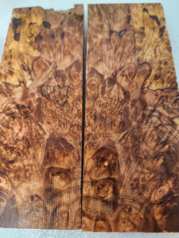 Clear Stabilized Burl Maple Knife Scales Bookmatched — photo 2