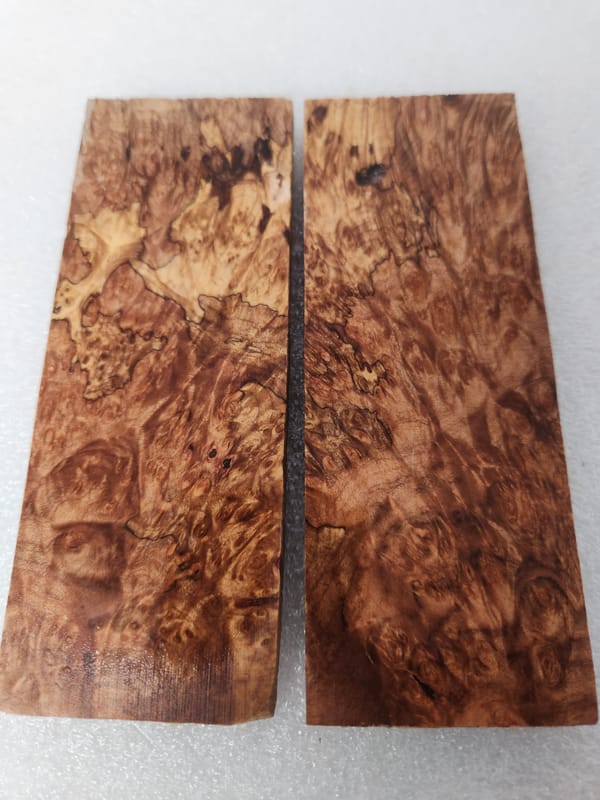 Clear Stabilized Burl Maple Knife Scales Bookmatched — photo 3