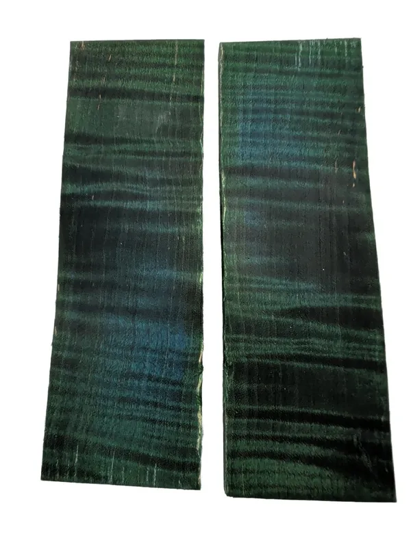 Exhibition Grade Emerald Green Dyed Stabilized Curly Maple Scales (6x2x0.25) — photo 2