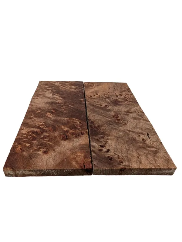Bookmatched Stabilized Maple Burl Knife Blank Set (5x2x0.25) — photo 2