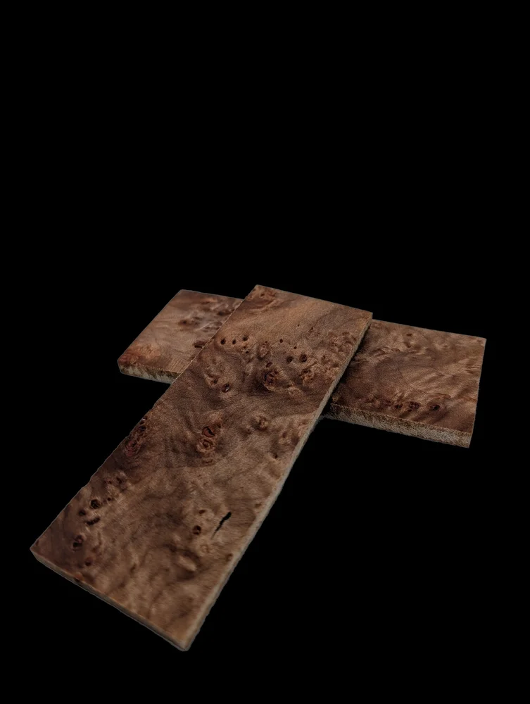 Bookmatched Stabilized Maple Burl Knife Blank Set (5x2x0.25)