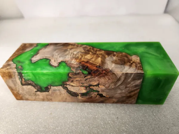 Emerald Green Stabilized Burl Maple Handle Block — photo 7